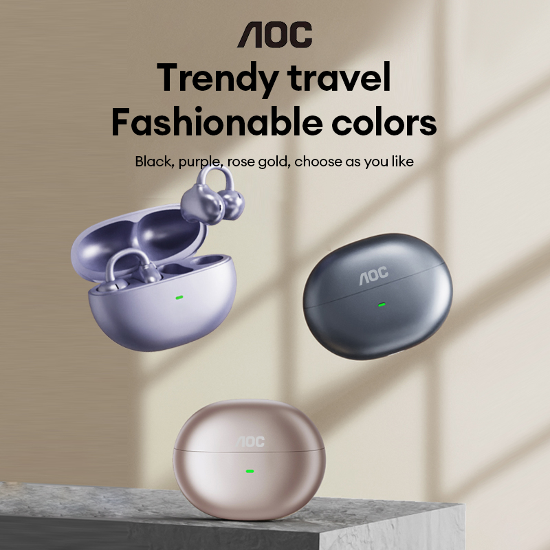 Subwoofer - AOC ACD2544 หูฟังบลูทูธไร้สายแบบหนีบหู หูฟังแบบเปิดหู เสียงสเตอริโอรอบทิศทาง ดีเลย์ต่ำ