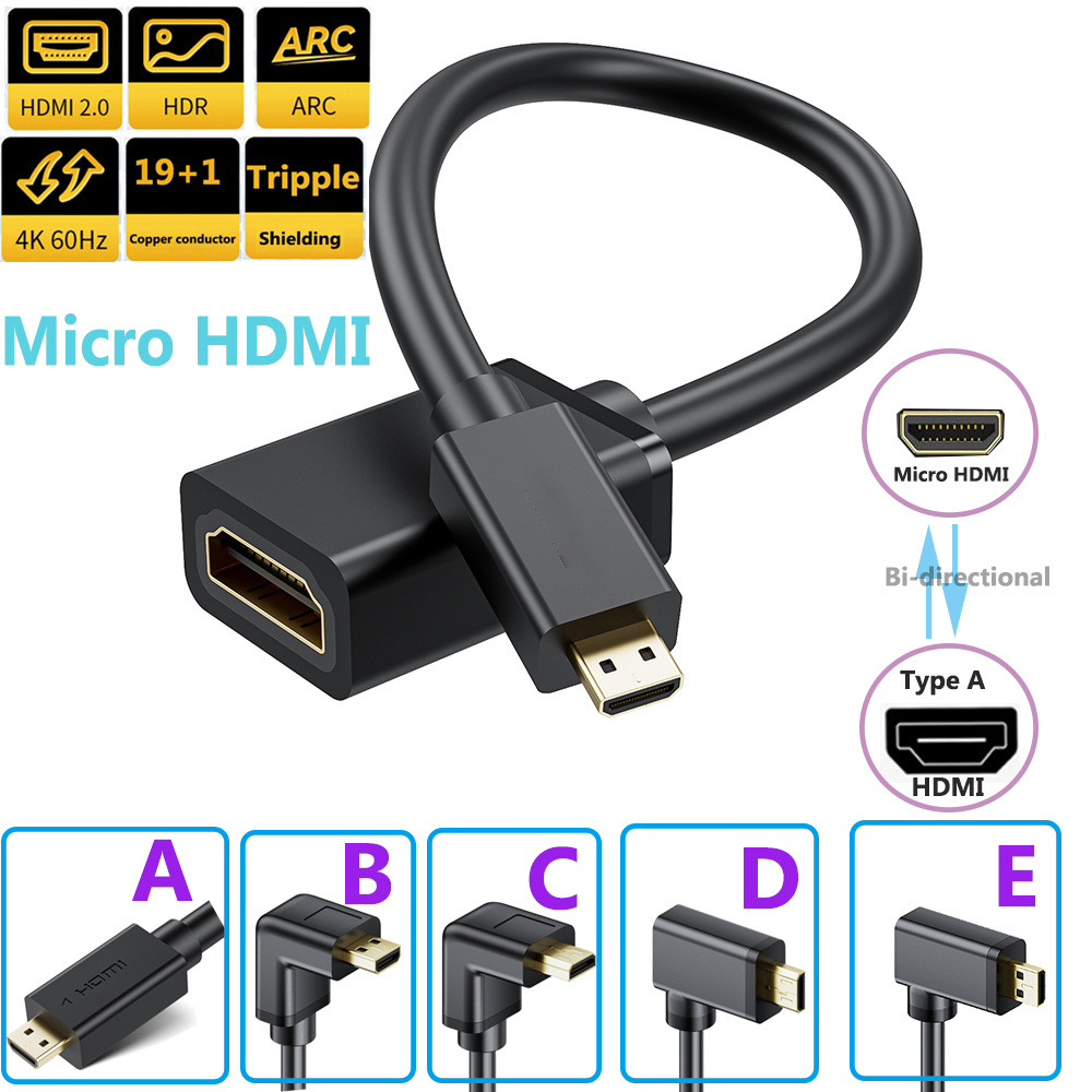 Mdi Cable - สายอะแดปเตอร์ 4K Micro HDMI to HDMI