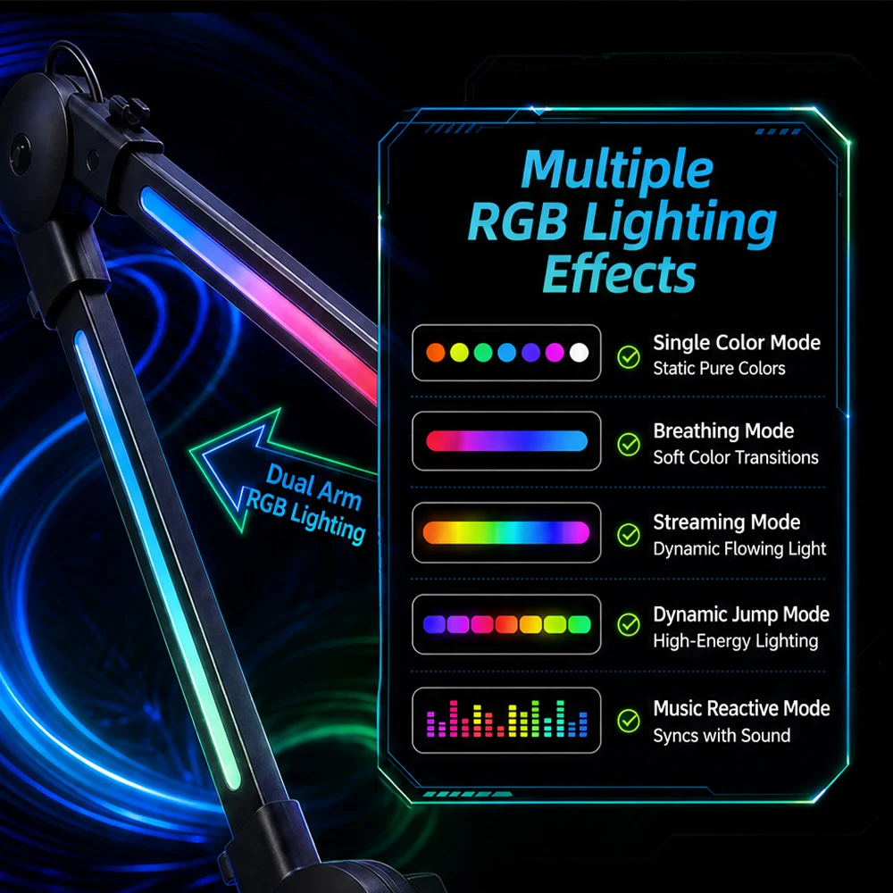 ไมโครโฟนเกมมิ่งแบบแขนบูม RGB ไ - Condenser Microphone Kit บทวิจารณ์และราคา