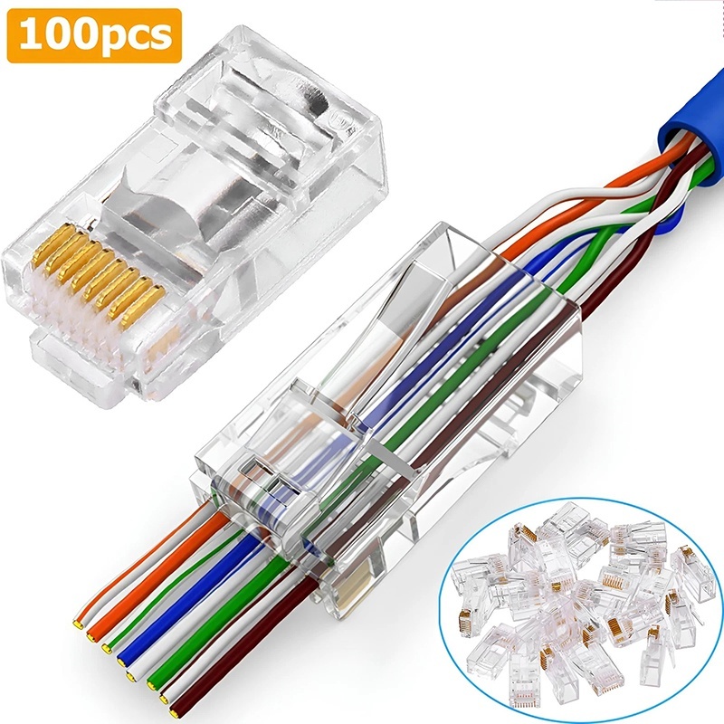 100 ชิ้น Cat6 Cat6e CAT5e RJ45 - Rj45 Jack บทวิจารณ์และราคา